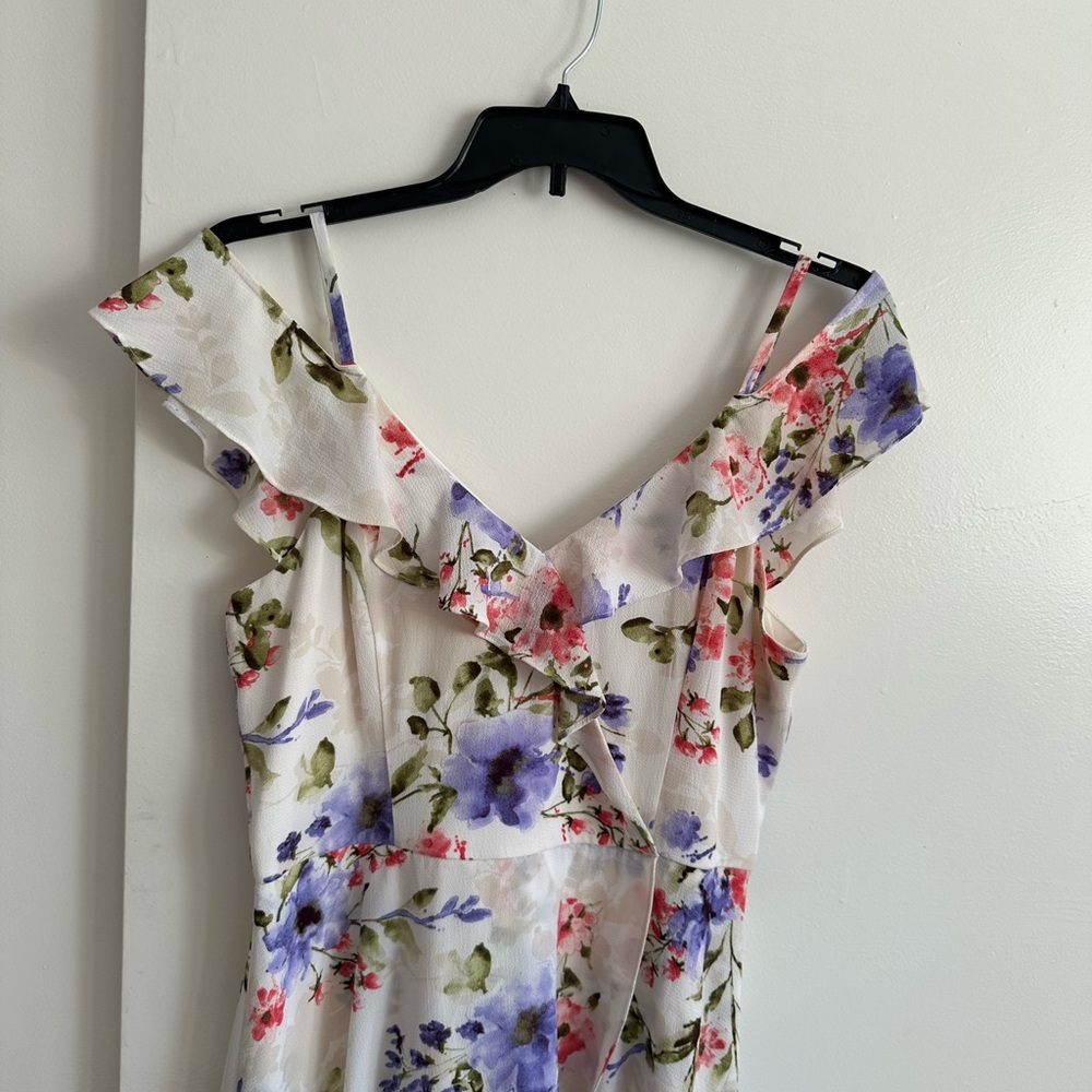 Iz Byer Floral Jumpsuit with Blue and Pink Highlights - Picture 3 of 16